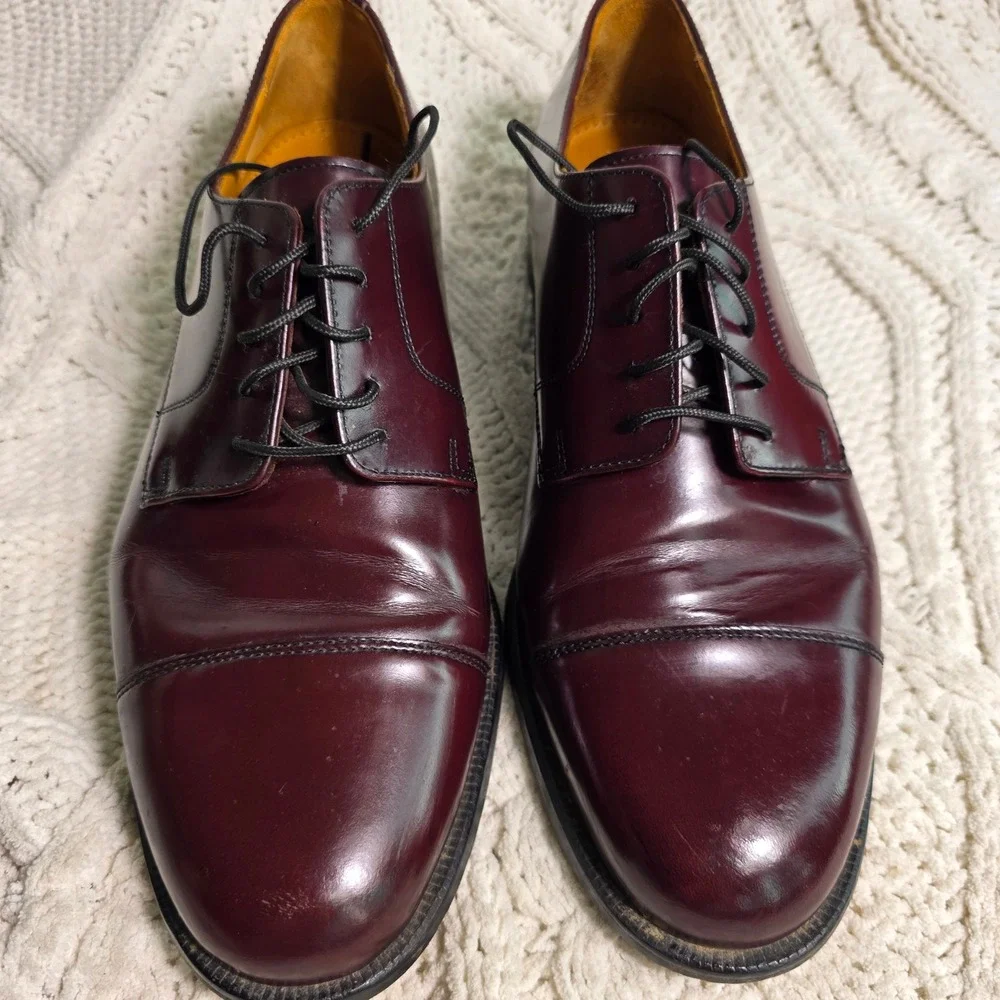 VTG Cole Haan City Cap Toe Oxford Shoes Burgundy Oxblood Leather Mens 9.5 D